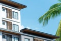 Fragment of Modern residential hotel with flat buildings exterior. Detail of New luxury house and home complex. Part of City Real Royalty Free Stock Photo