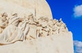 Fragment of monument to the Discoverers on the quay side of the River Tagus. Portugal, Lisbon