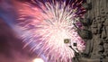 Fragment monument to Peter the Great and fireworks, Moscow, Russia