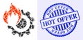 Spall Mosaic Hot Gear Icon with Hot Offer Distress Seal Stamp Royalty Free Stock Photo