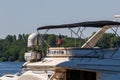 Fragment of a motor yacht close-up.