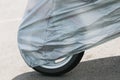 A fragment of a motorcycle covered with a protective film Royalty Free Stock Photo