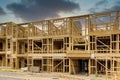 Fragment of a new home under construction wood framing beams Royalty Free Stock Photo