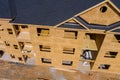 Fragment of a new home under construction wood framing beams Royalty Free Stock Photo