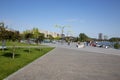 Fragment of a new recreation park on the embankment of the city