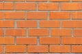 Fragment of a new red textured half brick wall background for advertising a construction organization building a house Royalty Free Stock Photo