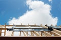 New home construction framing. Fragment. Royalty Free Stock Photo