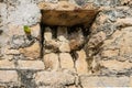Fragment of Nohoch Mul pyramid in Coba. Ancient mayan building detail. Travel photo. Mexico. Quintana roo. Royalty Free Stock Photo
