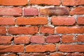 Fragment of an old brick wall close-up. Royalty Free Stock Photo