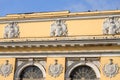 Fragment of an old building in the classical style in the center of St. Petersburg. Royalty Free Stock Photo