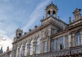 Fragment of old building facade with rich decoration in Ruse, Bulgaria. The Opera is historical baroque building, built in 1902 Royalty Free Stock Photo