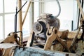 Fragment of an old conche machine in the shop of a confectionery factory Royalty Free Stock Photo