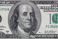 Fragment of old 100 dollar bill Royalty Free Stock Photo