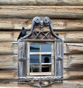 Fragment of old farm house on Kizhi island Karelia