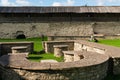 Pskov, Russia, September 6, 2023. The foundation of an ancient temple inside the fortress walls. Royalty Free Stock Photo