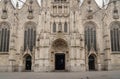 Fragment of old, Gothic, Catholic church of Saint Maurice in Lille. Front view