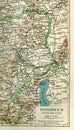A fragment of an old map of Central Europe, Eastern Germany. Royalty Free Stock Photo