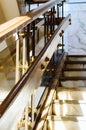 A fragment of an old marble staircase and a railing Royalty Free Stock Photo