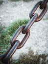 Fragment of metal rusty chain vintage Royalty Free Stock Photo