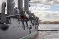 Fragment of an old military steam ship of the late 19th century. Royalty Free Stock Photo