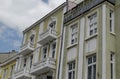 Fragment of old renovated building in centre of Plovdiv town Royalty Free Stock Photo