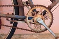Fragment of an old rusty bicycle Royalty Free Stock Photo