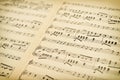 Fragment of old sheet with music notes Royalty Free Stock Photo