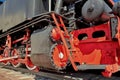Fragment of an old steam locomotive on a rail Royalty Free Stock Photo
