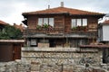 Fragment of the old streets of Nessebar, wooden house Royalty Free Stock Photo