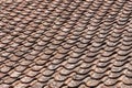 Fragment of an old Tiled roof. Background, texture Royalty Free Stock Photo