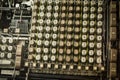 The fragment of old and vintage adding machine Royalty Free Stock Photo
