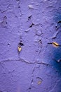 Fragment of an old wall with violet, yellow and violet paints. Peeling of violet paint. Space for text Royalty Free Stock Photo