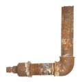 A fragment of the old water conduit consisting of pipes and fittings. Royalty Free Stock Photo