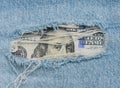 Fragment of one hundred dollar bill with a portrait of Benjamin Franklin, eye Royalty Free Stock Photo