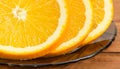 Fragment of orange slices on a glass saucer closeup Royalty Free Stock Photo