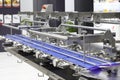 A fragment of the packaging system. Conveyor belt at a food factory