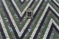 Fragment of a patterned tiled roof of St. Stephen's Cathedral Stephansdom in Vienna, Austria. January 2022 Royalty Free Stock Photo