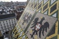 Fragment of a patterned tiled roof of St. Stephen's Cathedral Stephansdom in Vienna, Austria. January 2022 Royalty Free Stock Photo