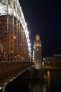 Fragment of Peter the Great`s bridge in the June night. Saint-Petersburg, Russia Royalty Free Stock Photo