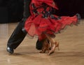 Fragment photo of flamenco dancers, only legs cropped, paso double dancers, spanish Royalty Free Stock Photo