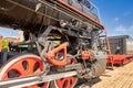 Fragment of the power plant of an old steam locomotive, close-up Royalty Free Stock Photo