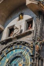 Fragment of Prague Astronomical Clock mounted on the southern wall of Old Town Hall