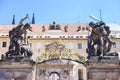 Fragment of the Prague castle Located in the Hradcany district is the official residence and office of the President of the Czech Royalty Free Stock Photo