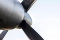 fragment of a propeller of a vintage airplane, isolated closeup