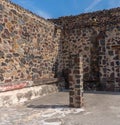 Fragment of Quetzalpapalotl palace Palacio de Quetzalpapalotl in Teotihuacan. Courtyard. Travel photo.
