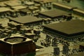 A fragment of the real motherboard of the tablet. Panoramic perspective view