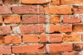 Fragment of the red brick wall of old abandoned building Royalty Free Stock Photo