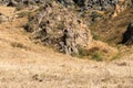 Autumn landscape with rocks and stones in the mountains of Armenia. Royalty Free Stock Photo