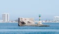 Fragment of remains of the fortress wall in Old Acre in Israel