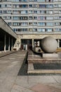 Fragment of residential building in Saint-Petersburg, Russia, Soviet modernism brutalism